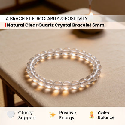 Natural Clear Quartz Crystal Beads Bracelet for Wealth, Health & Prosperity - plusvalueindia