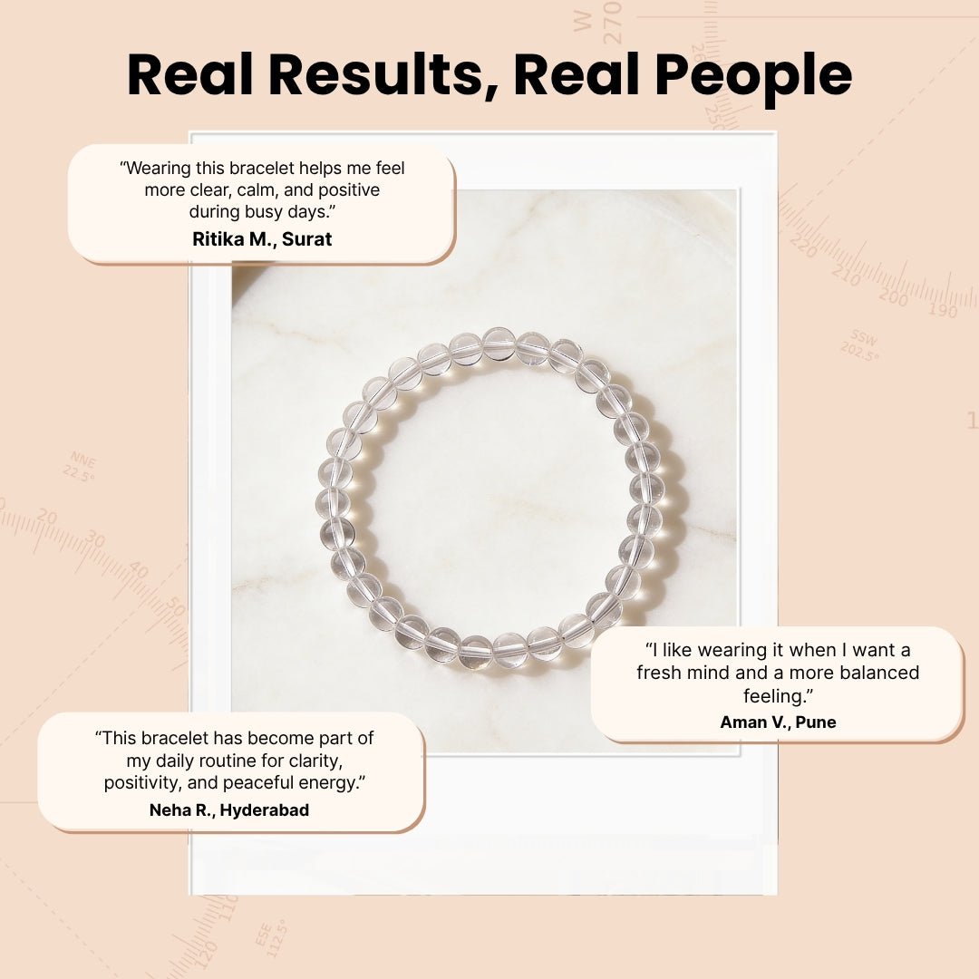 Natural Clear Quartz Crystal Beads Bracelet for Wealth, Health & Prosperity - plusvalueindia