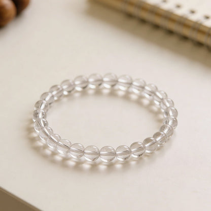 Natural Clear Quartz Crystal Beads Bracelet for Wealth, Health & Prosperity - plusvalueindia
