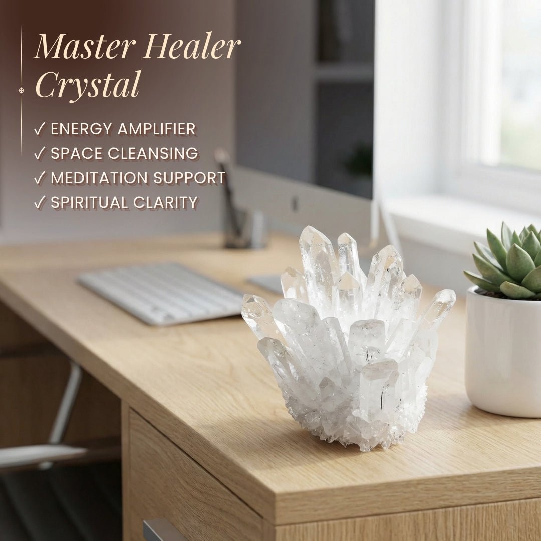 Clear Quartz Crystal Cluster Geode For Positive Energy, Vastu Defects - plusvalueindia