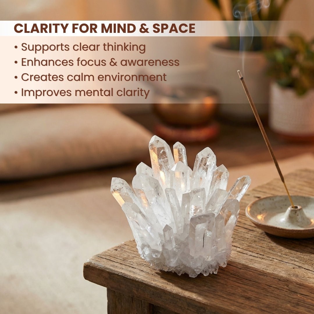 Clear Quartz Crystal Cluster Geode For Positive Energy, Vastu Defects - plusvalueindia