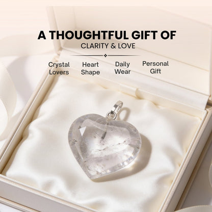 Natural Clear Quartz Crystal Heart Shape Pendant for Prosperity and Success - plusvalueindia