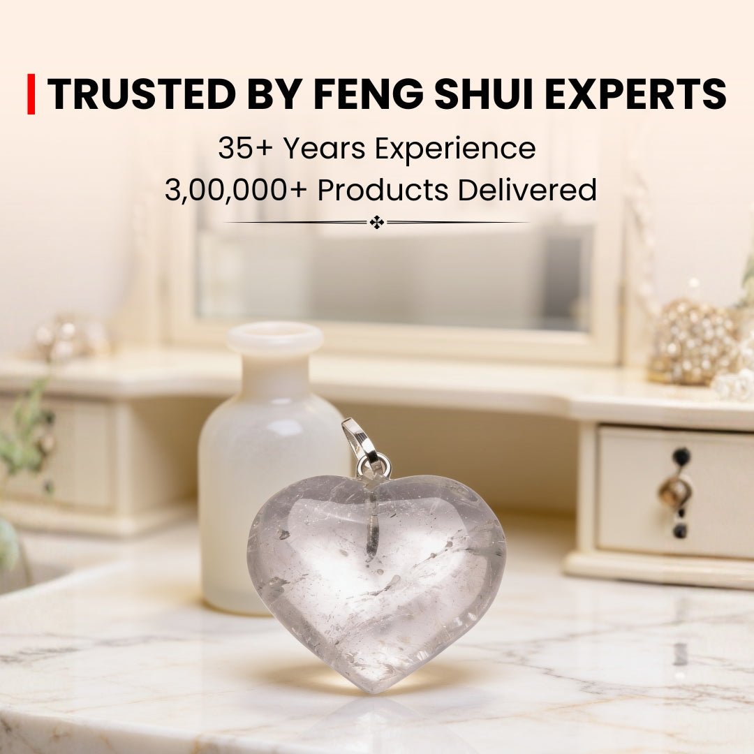 Natural Clear Quartz Crystal Heart Shape Pendant for Prosperity and Success - plusvalueindia
