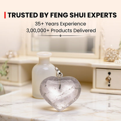 Natural Clear Quartz Crystal Heart Shape Pendant for Prosperity and Success - plusvalueindia