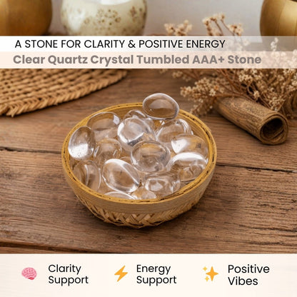 Natural Clear Quartz Crystal Tumbled AAA+ Stone Pebbles - plusvalueindia