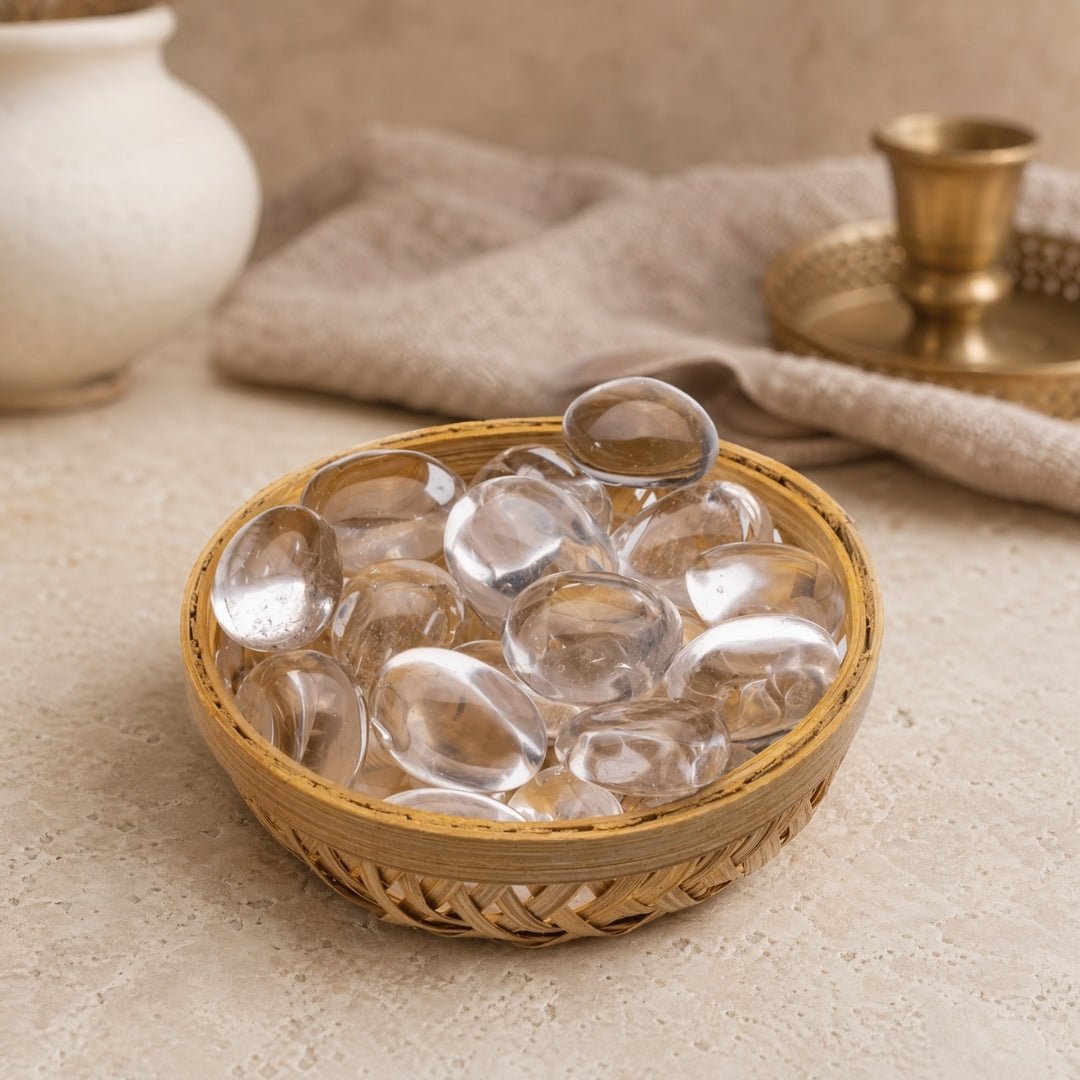 Natural Clear Quartz Crystal Tumbled AAA+ Stone Pebbles - plusvalueindia