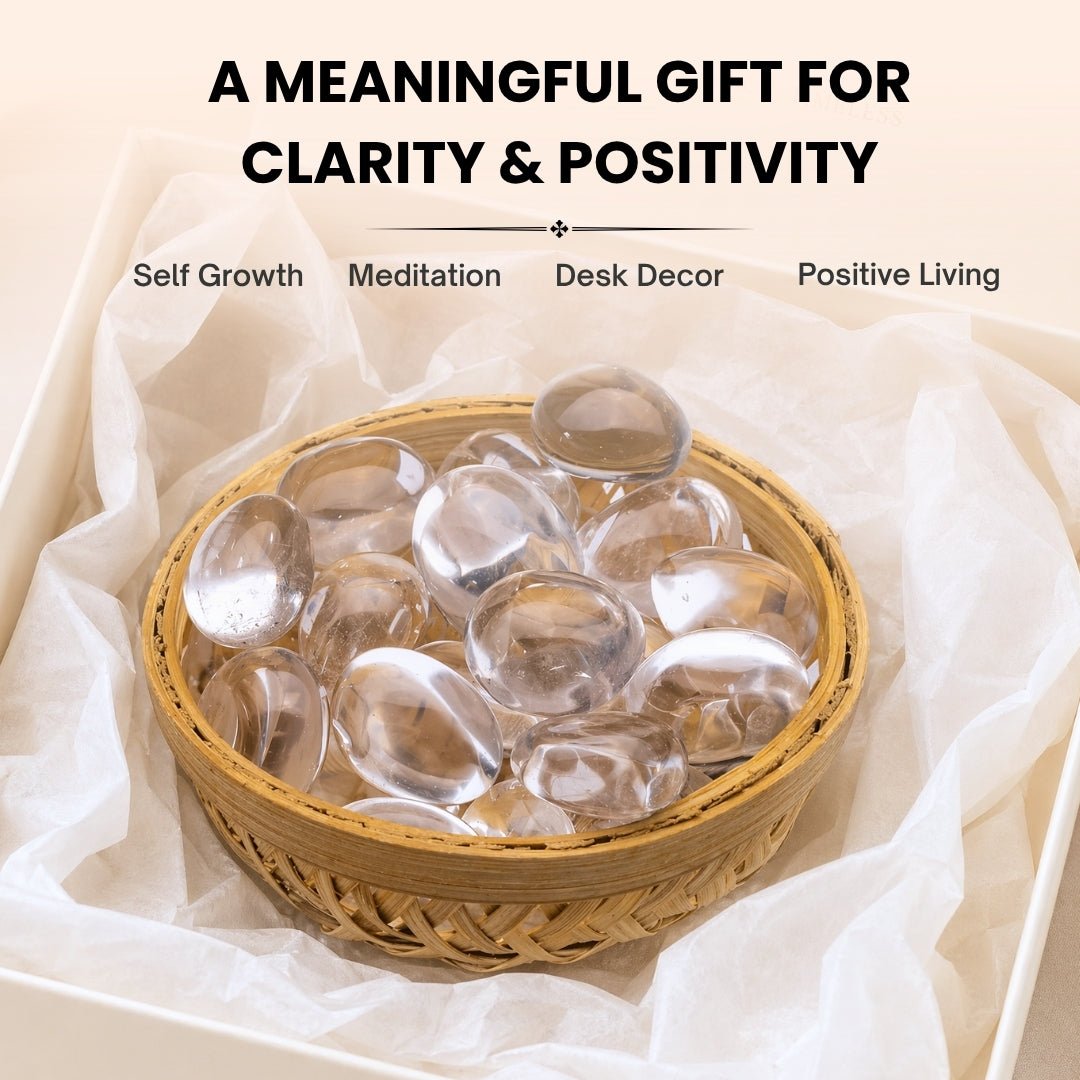 Natural Clear Quartz Crystal Tumbled AAA+ Stone Pebbles - plusvalueindia