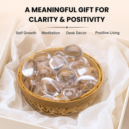 Natural Clear Quartz Crystal Tumbled AAA+ Stone Pebbles - plusvalueindia