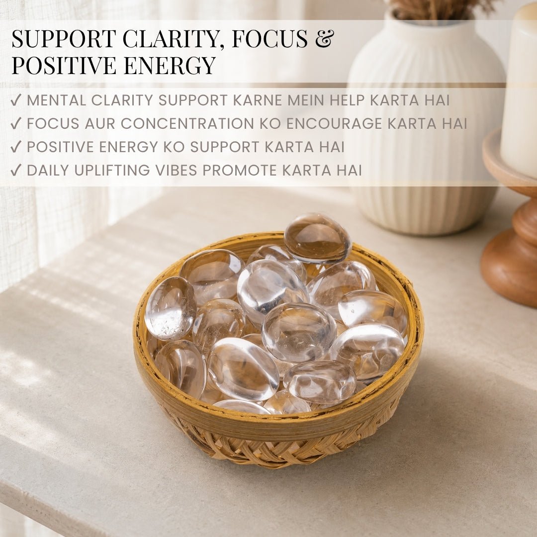 Natural Clear Quartz Crystal Tumbled AAA+ Stone Pebbles - plusvalueindia