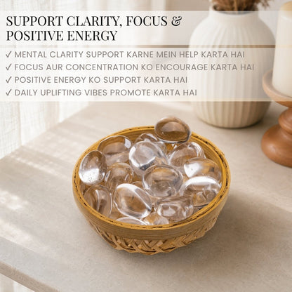 Natural Clear Quartz Crystal Tumbled AAA+ Stone Pebbles - plusvalueindia