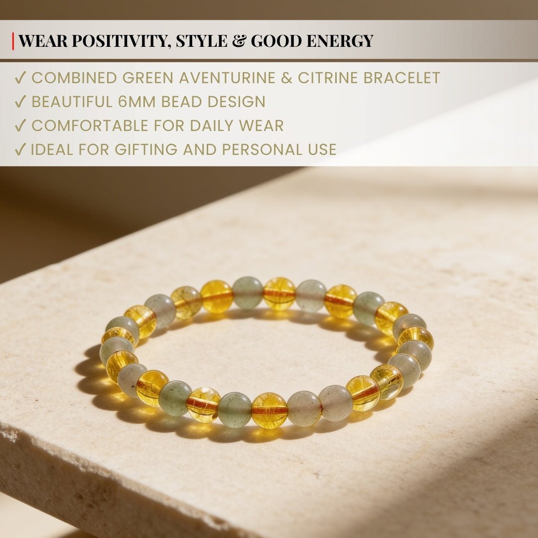 Combined Green Aventurine & Citrine Bracelet - plusvalueindia