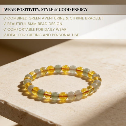 Combined Green Aventurine & Citrine Bracelet - plusvalueindia