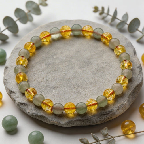 Combined Green Aventurine & Citrine Bracelet - plusvalueindia