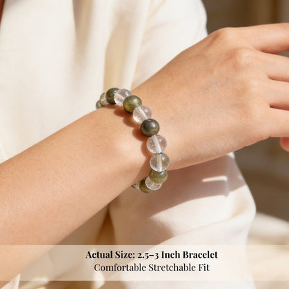 Combined Pyrite and Crystal Quartz Bracelet Multiple Benefits - A Money Magnets, Positivity, Prosperity - plusvalueindia