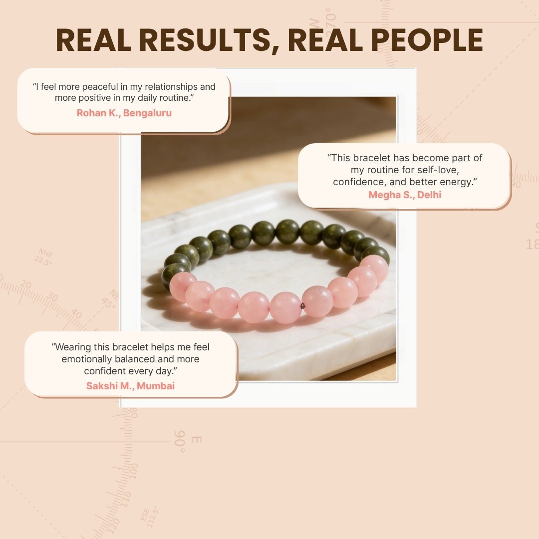 Combined Rose Quartz and Pyrite Bracelet for - Money Magnet, Attract Love, Relationship, Prosperity - plusvalueindia