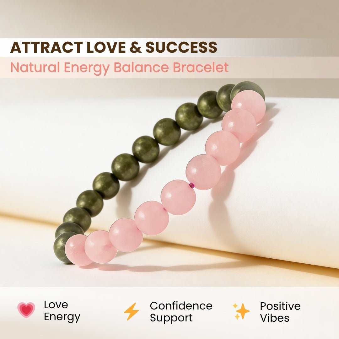 Combined Rose Quartz and Pyrite Bracelet for - Money Magnet, Attract Love, Relationship, Prosperity - plusvalueindia