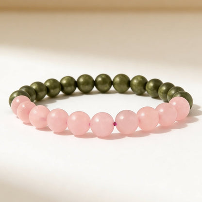 Combined Rose Quartz and Pyrite Bracelet for - Money Magnet, Attract Love, Relationship, Prosperity - plusvalueindia