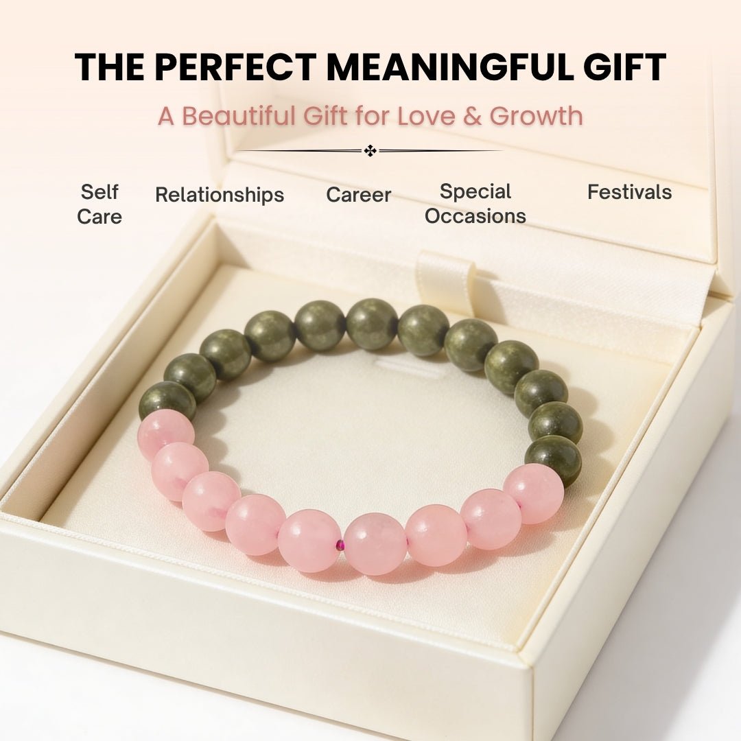Combined Rose Quartz and Pyrite Bracelet for - Money Magnet, Attract Love, Relationship, Prosperity - plusvalueindia