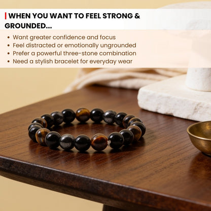 Hematite bead detail in the combined crystal bracelet