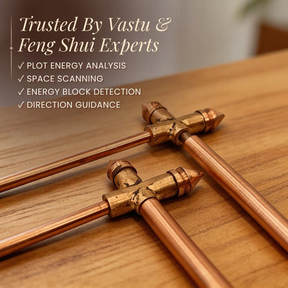 Premium Full Copper Dowsing Rods, Divining L Rods Pair Free Pendulum & Charts [Finding Underground Water, Gold, Lost Objects, Plot Energy Vastu] - plusvalueindia