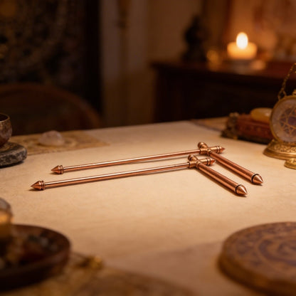 Premium Full Copper Dowsing Rods, Divining L Rods Pair Free Pendulum & Charts [Finding Underground Water, Gold, Lost Objects, Plot Energy Vastu] - plusvalueindia