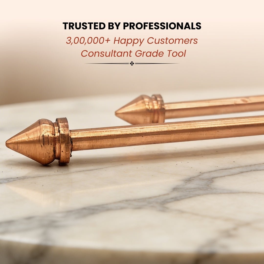 Premium Full Copper Dowsing Rods, Divining L Rods Pair Free Pendulum & Charts [Finding Underground Water, Gold, Lost Objects, Plot Energy Vastu] - plusvalueindia