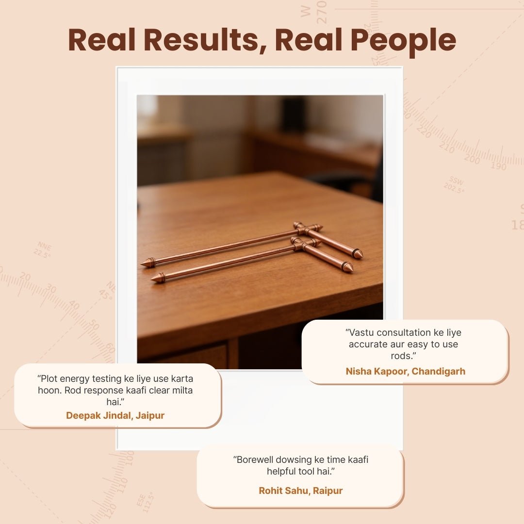 Premium Full Copper Dowsing Rods, Divining L Rods Pair Free Pendulum & Charts [Finding Underground Water, Gold, Lost Objects, Plot Energy Vastu] - plusvalueindia