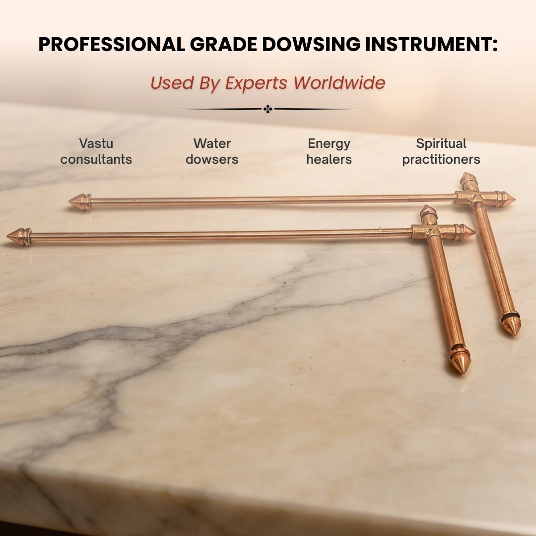 Premium Full Copper Dowsing Rods, Divining L Rods Pair Free Pendulum & Charts [Finding Underground Water, Gold, Lost Objects, Plot Energy Vastu] - plusvalueindia