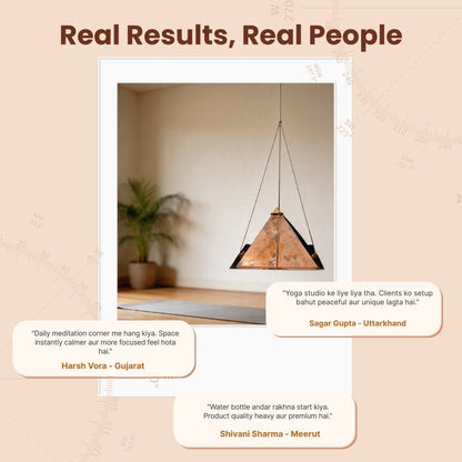 Copper Meditation Pyramid Wall Hanging for Vastu - Positive Energy & Calm Mind for Home & Office - plusvalueindia