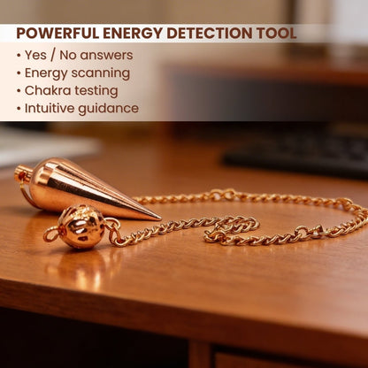 Copper Plated Dowsing Pendulum With Free 4 Dowsing Charts & Jute Bag - plusvalueindia