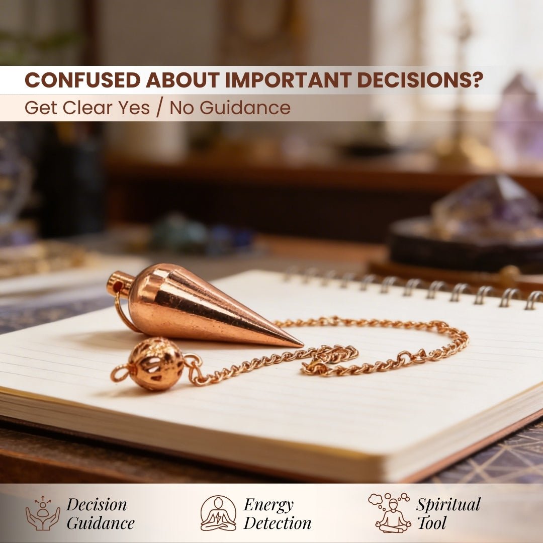 Copper Plated Dowsing Pendulum With Free 4 Dowsing Charts & Jute Bag - plusvalueindia