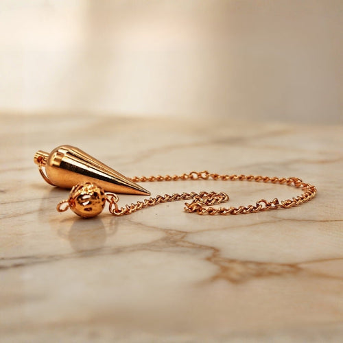 Copper Plated Dowsing Pendulum With Free 4 Dowsing Charts & Jute Bag - plusvalueindia