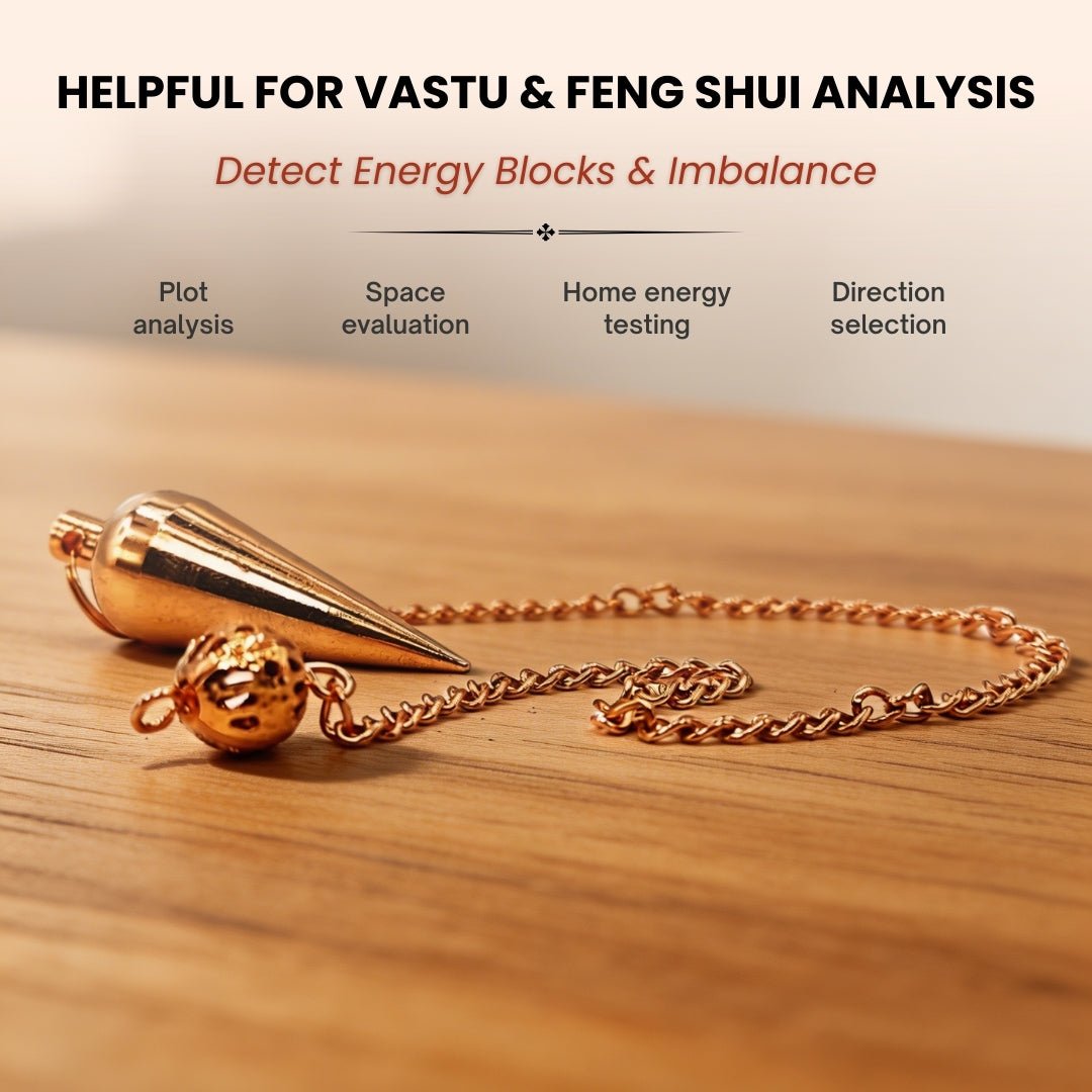 Copper Plated Dowsing Pendulum With Free 4 Dowsing Charts & Jute Bag - plusvalueindia