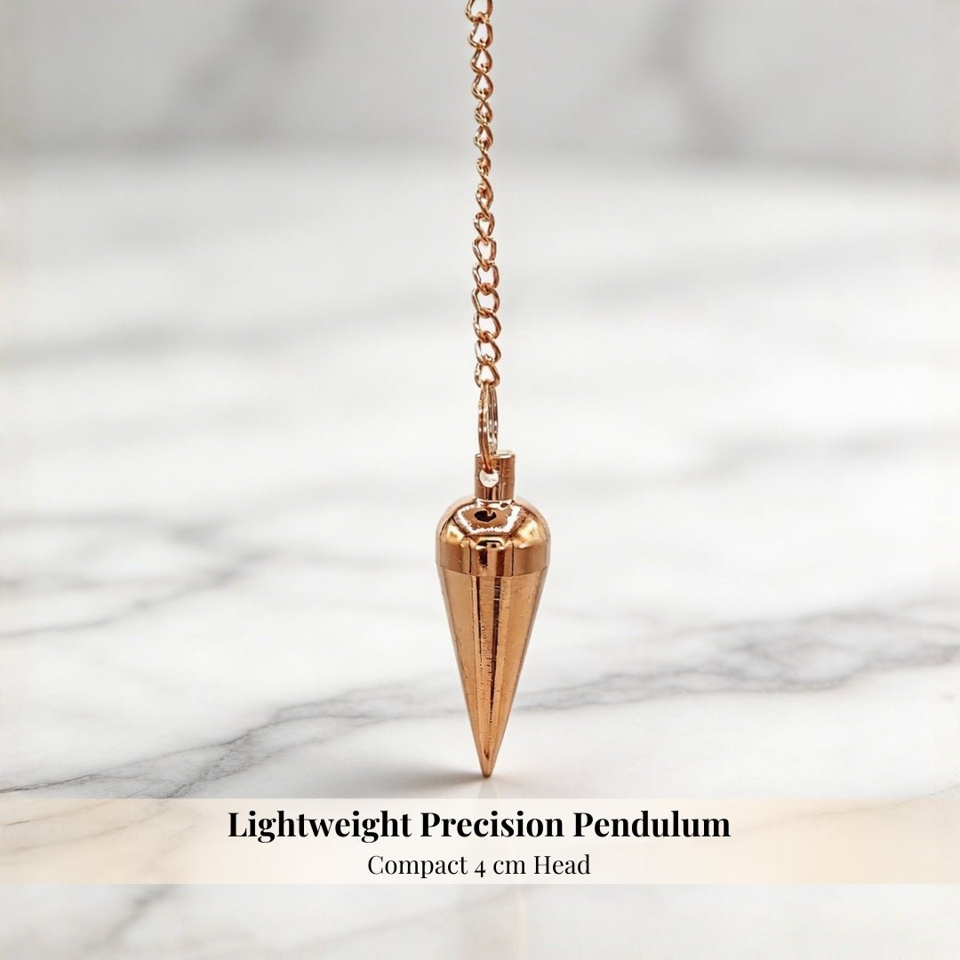 Copper Plated Dowsing Pendulum With Free 4 Dowsing Charts & Jute Bag - plusvalueindia