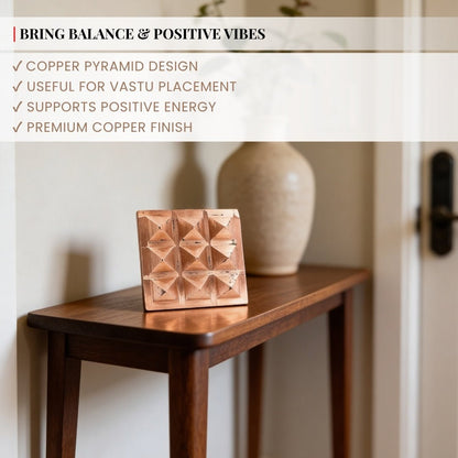 Copper Pyramid Chip for Vastu - Single Layer Remedy for Home & Office, 2 inch - plusvalueindia