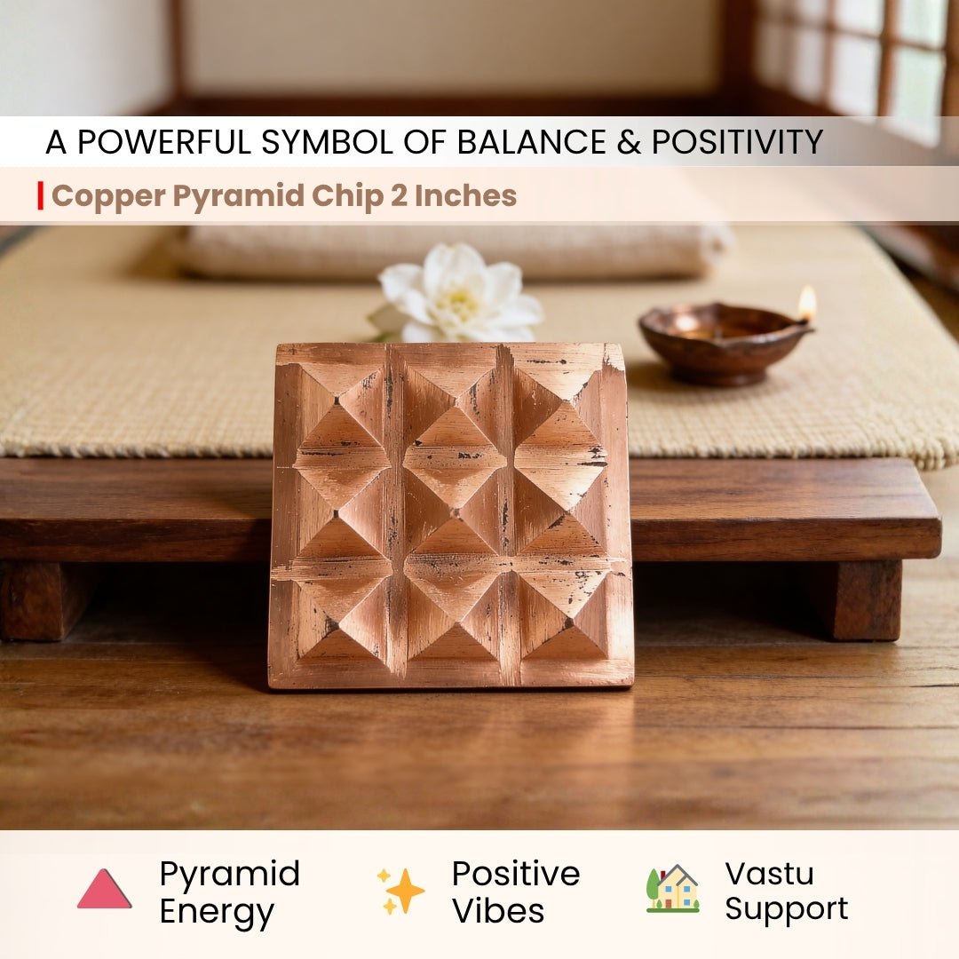 Copper Pyramid Chip for Vastu - Single Layer Remedy for Home & Office, 2 inch - plusvalueindia