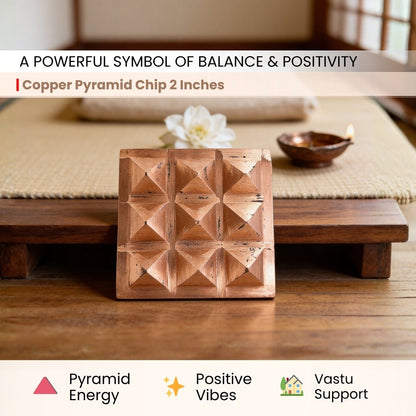 Copper Pyramid Chip for Vastu - Single Layer Remedy for Home & Office, 2 inch - plusvalueindia