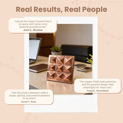 Copper Pyramid Chip for Vastu - Single Layer Remedy for Home & Office, 2 inch - plusvalueindia