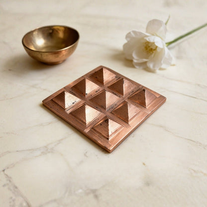 Copper Pyramid Chip for Vastu - Single Layer Remedy for Home & Office, 2 inch - plusvalueindia