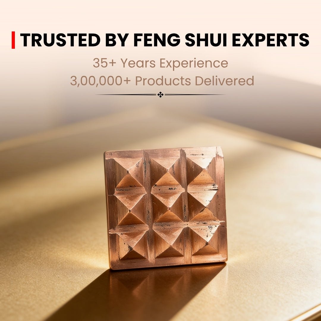 Copper Pyramid Chip for Vastu - Single Layer Remedy for Home & Office, 2 inch - plusvalueindia