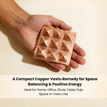 Copper Pyramid Chip for Vastu - Single Layer Remedy for Home & Office, 2 inch - plusvalueindia