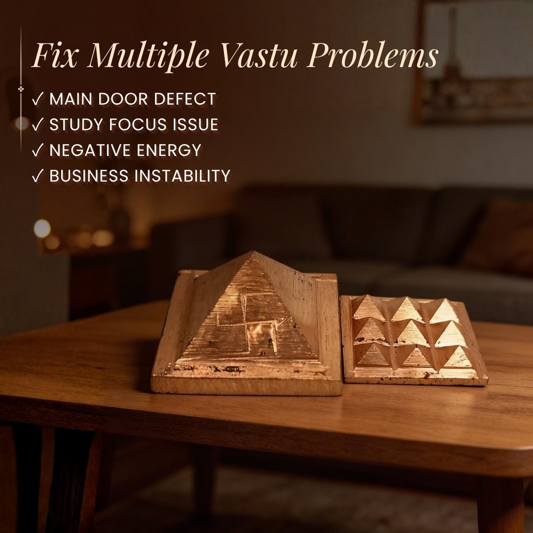 Copper Pyramid Set 1 inch for Vastu - East & South-East Main Door Remedy, Home Office Temple - plusvalueindia