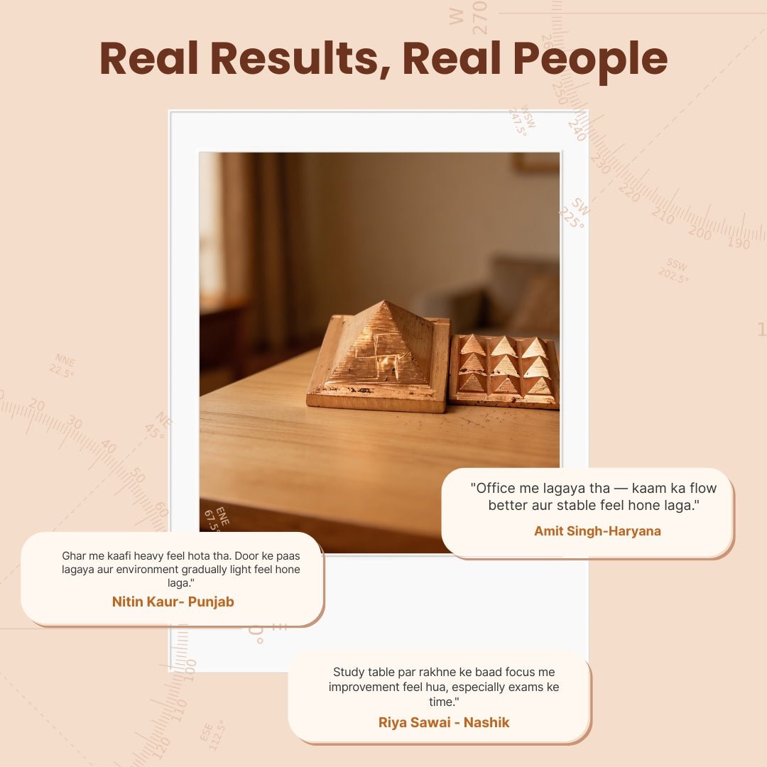 Copper Pyramid Set 1 inch for Vastu - East & South-East Main Door Remedy, Home Office Temple - plusvalueindia