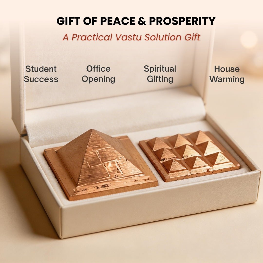 Copper Pyramid Set 1 inch for Vastu - East & South-East Main Door Remedy, Home Office Temple - plusvalueindia