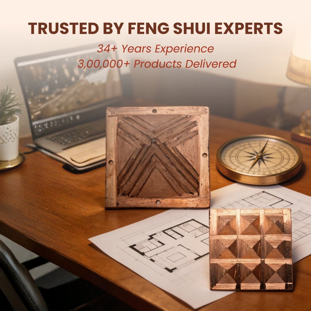 Vastu Copper Pyramid Set 2.5 Inch for Home, Office, Plots [Positive Vibrations & Energy] - plusvalueindia