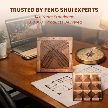 Vastu Copper Pyramid Set 2.5 Inch for Home, Office, Plots [Positive Vibrations & Energy] - plusvalueindia