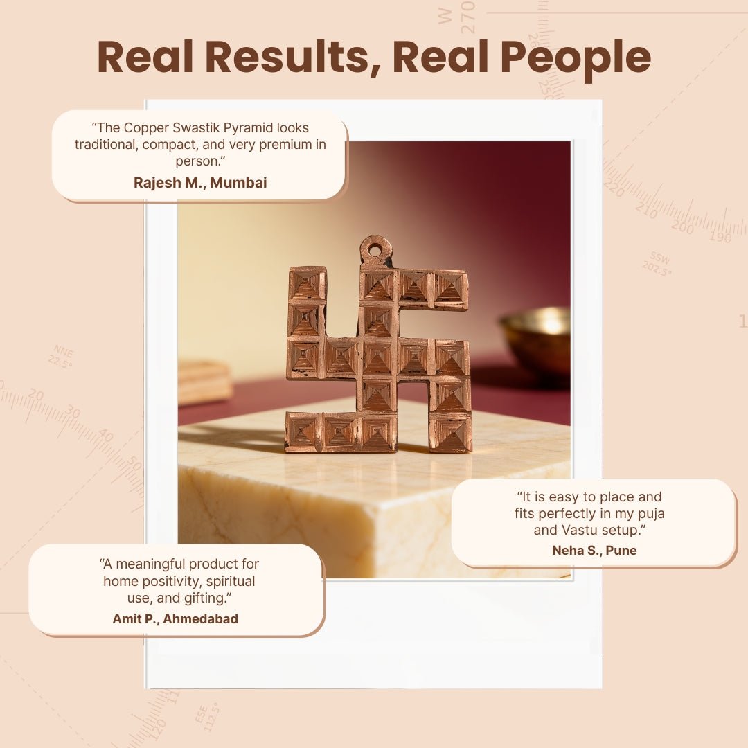 Copper Swastik Pyramid for Vastu - Positive Energy and Dosh Remedy for Home, Office and Factory - plusvalueindia