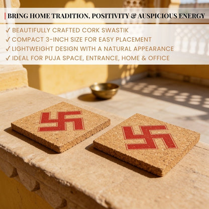 Cork Swastik 3inch - Vastu Remedies for Overhead Beams, Pillars in Brahmasthan, - plusvalueindia