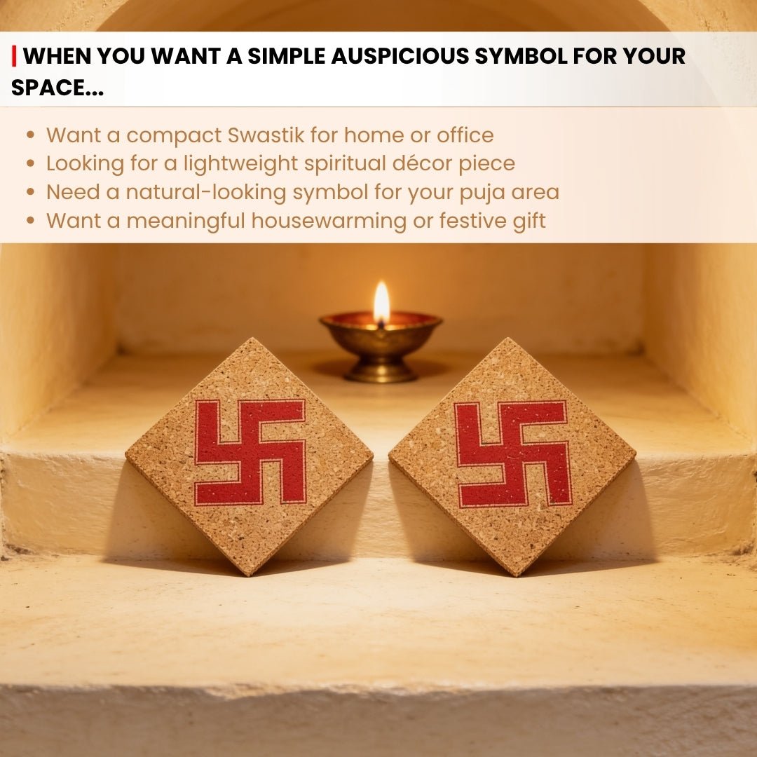 Cork Swastik 3inch - Vastu Remedies for Overhead Beams, Pillars in Brahmasthan, - plusvalueindia