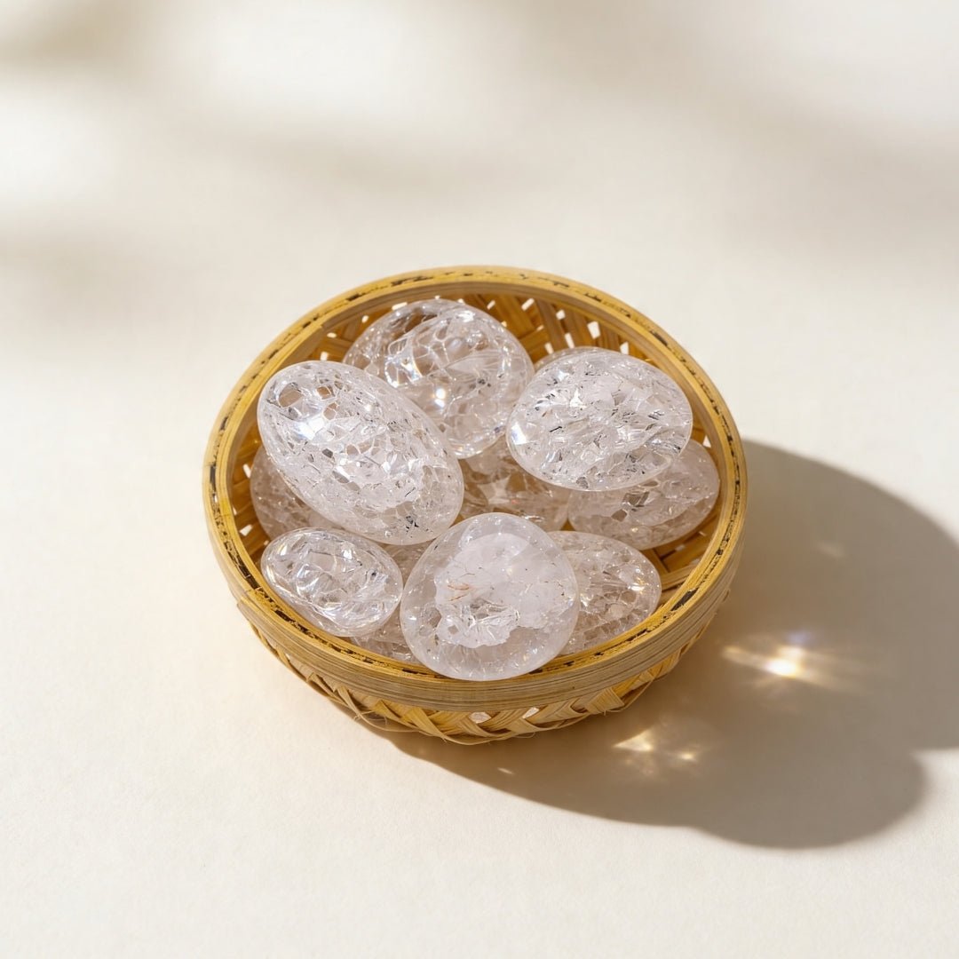 Crackle Quartz Crystal or Crack Crystal Tumbled Stone Pebbles - plusvalueindia